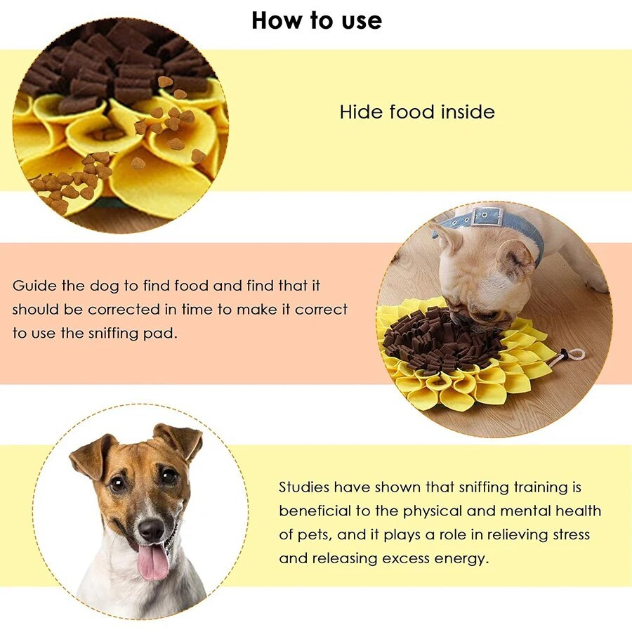 Washable Sunflower Dog Sniffing Mat
